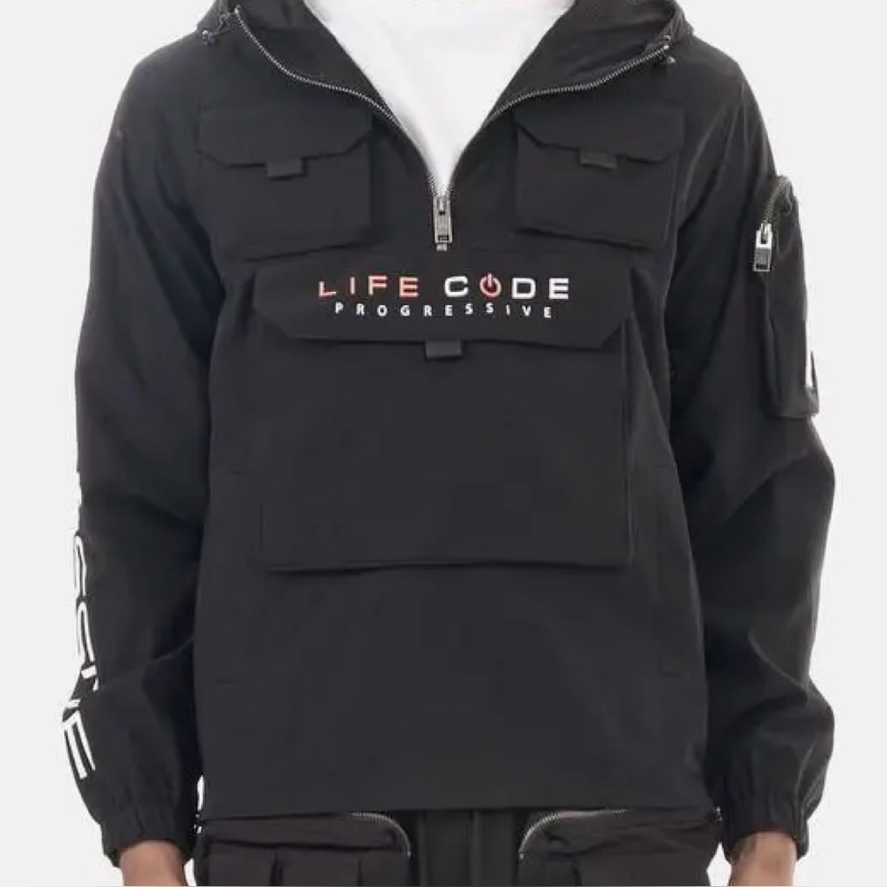 Life Code Progressive Black Pullover Windbreaker … - image 2